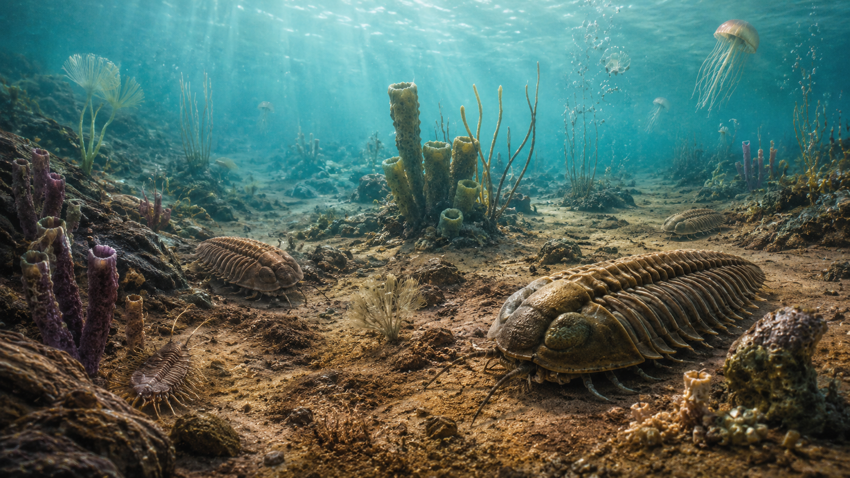 Illustrated reconstruction of the Cambrian period